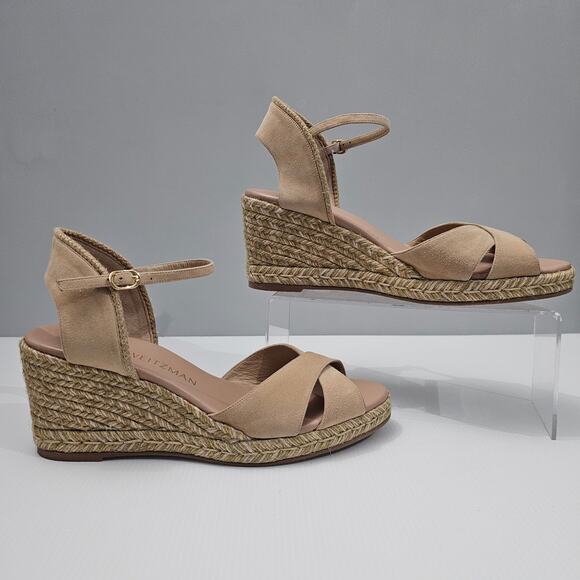 NEW Stuart Weitzman Mirela II Sandal Espadrille Wedge Adobe Tan Suede Size 11 - Picture 3 of 14